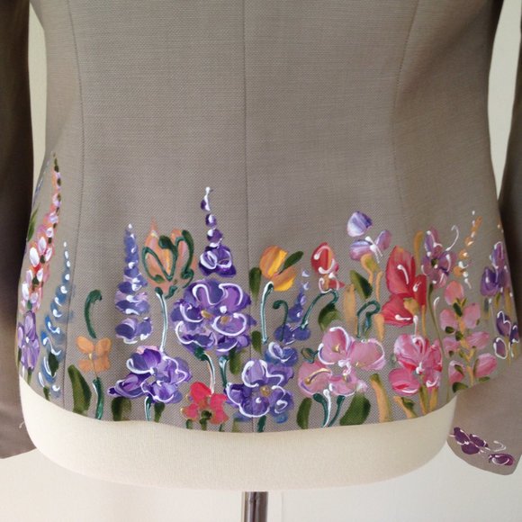 Calvin Klein Hand Painted Floral Blazer Jacket - Picture 12 of 16